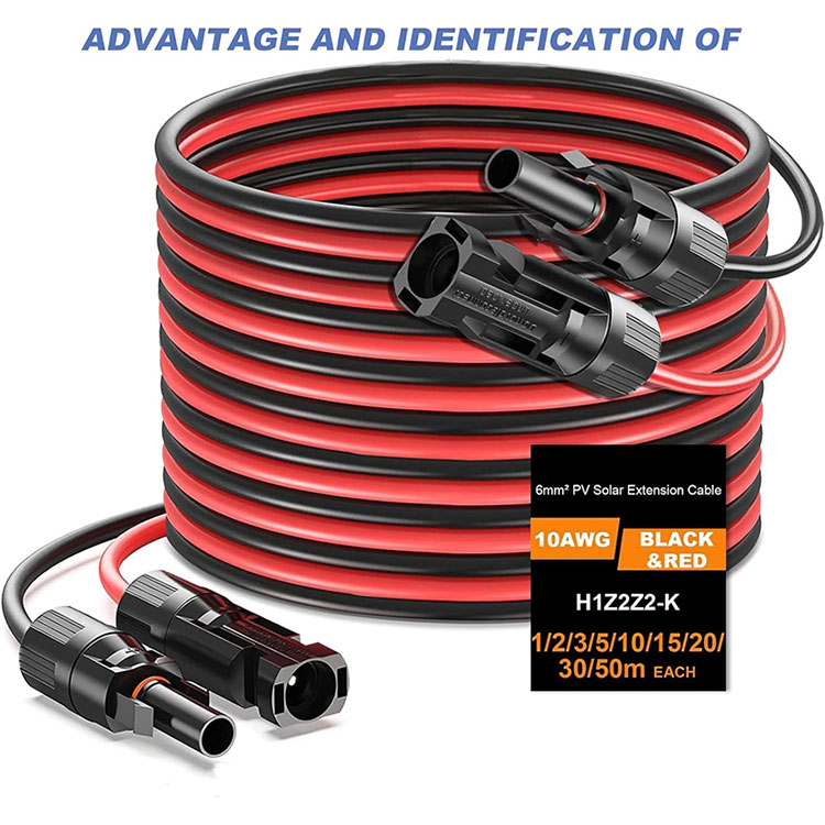 50 стапки 10AWG продолжен кабел за PV систем поставен на земја